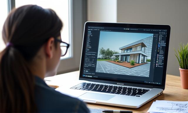 Estudiante tomando curso de arquitectura online