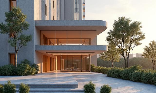 Render 3D fotorrealista de arquitectura moderna